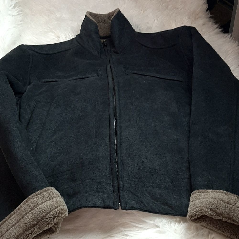 Round Tree Mens Yorkie Green &Tan Fleece‎ Coat M